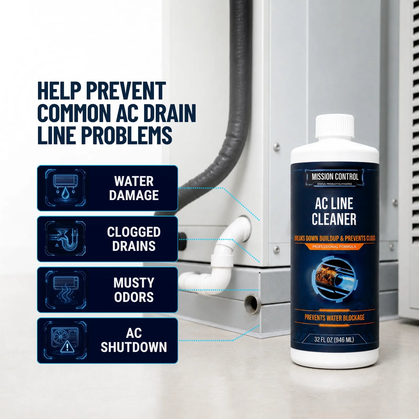 AC Line Cleaner tablet close-up