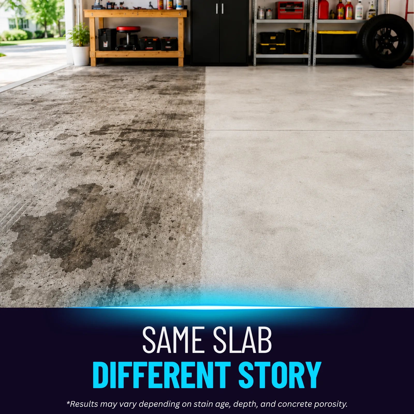 Concrete Stain Remover agitated with stiff bristled brush