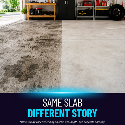 Concrete Stain Remover agitated with stiff bristled brush