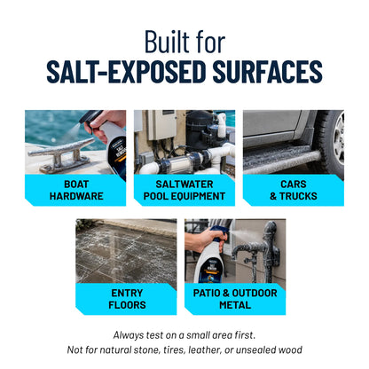 Salt Remover Spray removing hard water spots from sealed floor