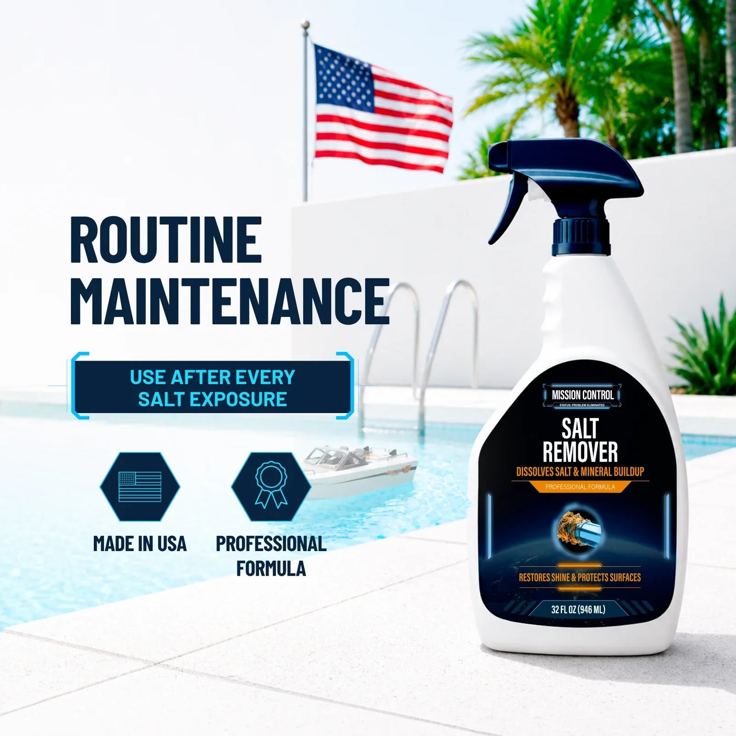 Salt Remover Spray before and after on marine gear