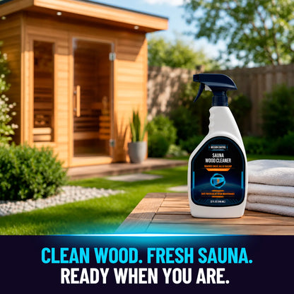 Sauna Wood Cleaner packaging from Mission Control Goods